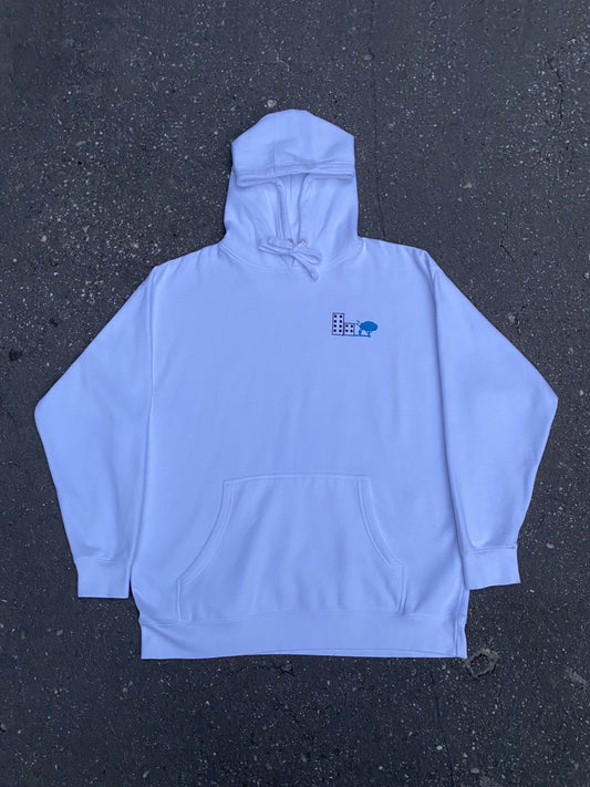 White Logo Embroidery Hoodie – 65% Cotton